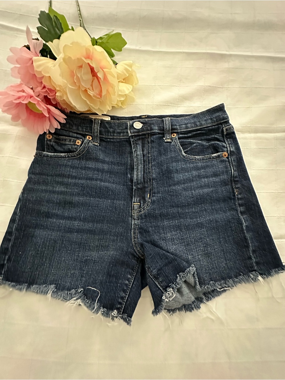 GAP Dark Blue Raw Hem Denim Cutoff Shorts